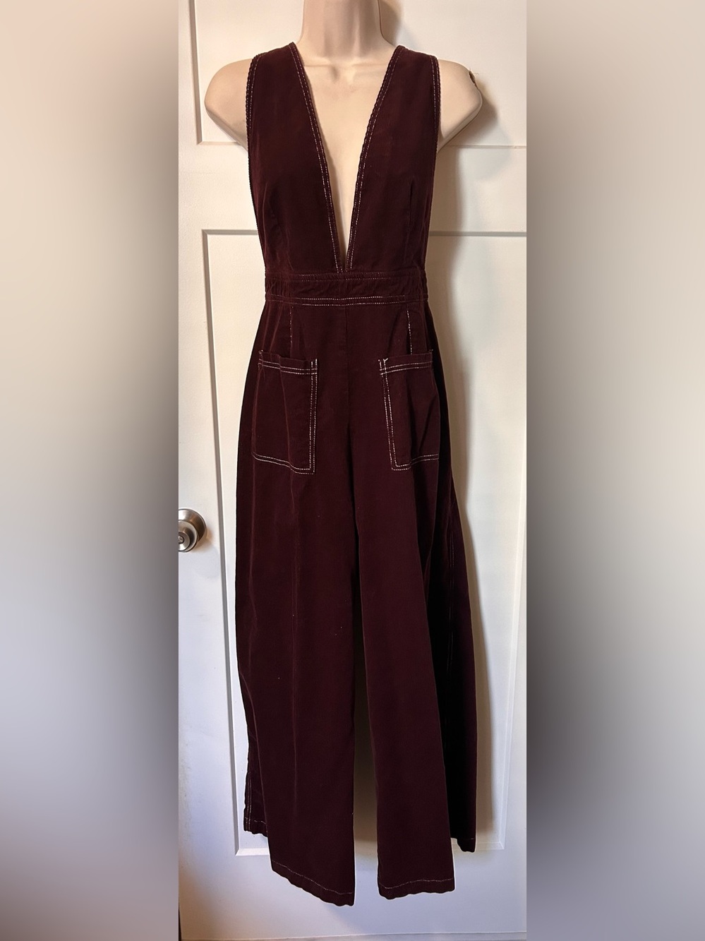 Wild Fable Burgundy color cotton pinwale corduroy size medium Wide-Leg Overalls